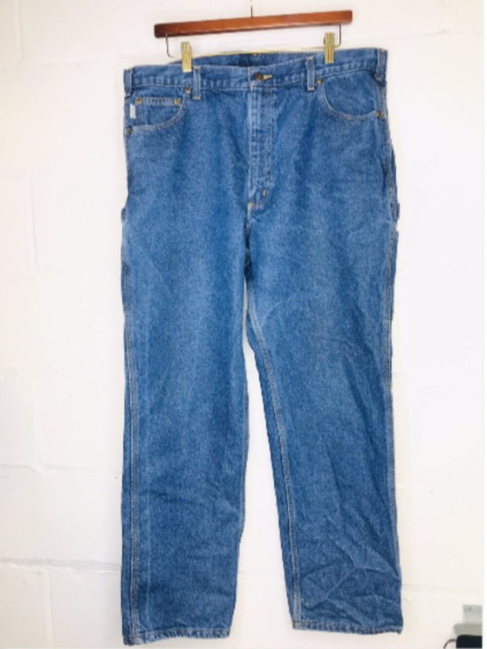 Carhartt Jeans Mens 40x32 Blue Denim Pants Carpenter Relaxed Hammer Loop B171